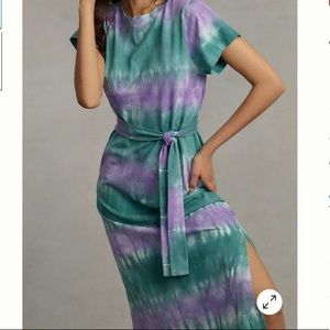 Anthropologie WHIT TWO Striped Tie-Dye Maxi Dress Cotton New with Tags Medium